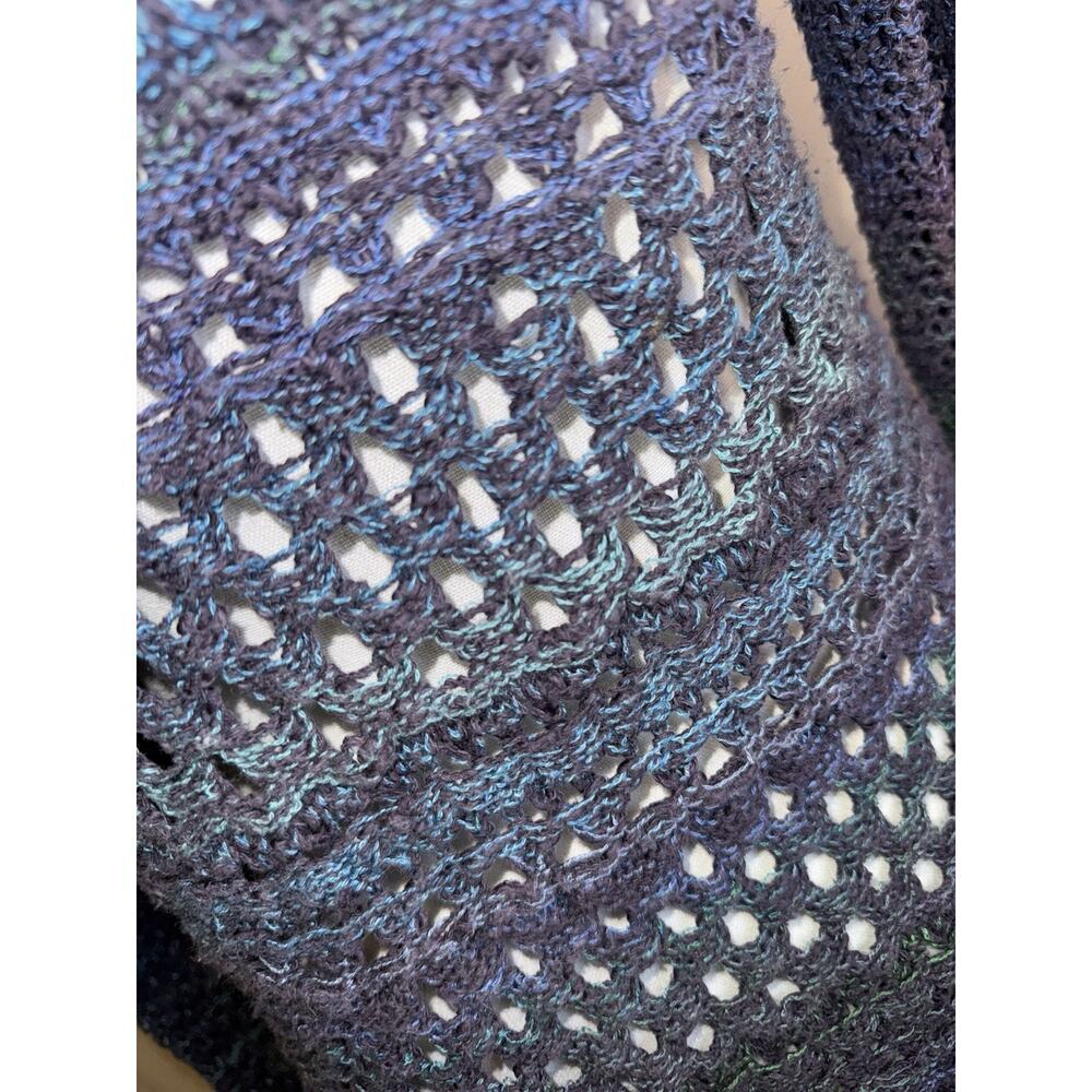 Free People Women’s XS Open Knit Crochet Sweater Boho Festival Purple‎ Blue - Picture 4 of 7